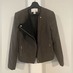 Bar III Collarless Asymmetrical Printed Jacket, Size 6